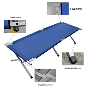 Biểu Tượng Tùy Chỉnh Trọng Lượng Nhẹ Ngoài Trời Marching Giường Ultralight Xách Tay Gấp Ngủ Cot Giường Có Thể Gập Lại Cắm Trại Giường Cho Người Lớn - Product Image 2