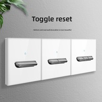 SIXWGH 86mm interruptor de pared Panel de vidrio templado 2.5D Borde de arco Piano Key Feel ignífugo PC seguro para niños 250V 16A hogar