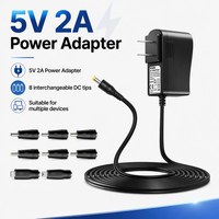 Adaptateur secteur 5V 2A avec cordon de charge et embouts multiples pour tablette, webcam, routeur, jouets, enregistreur, boîtier TV, hub USB, haut-parleur Bluetooth