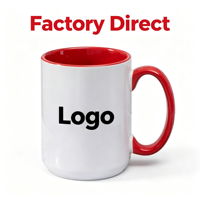 Mug en céramique de porcelaine personnalisé bicolore 15oz, pour sublimation, utilisation en fête, sans BPA, réutilisable, compatible micro-ondes et lave-vaisselle, vente en gros