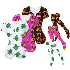 Hot-Selling Günstige Custom ized Onesies für Frauen Pyjamas Back woods Weed Kurzarm Stram pler für Frauen