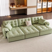Canapé électrique convertible moderne trois places Cream Wind avec télécommande, multifonctionnel, zéro mur, confortable, en flanelle douce