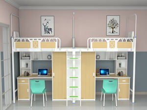 Современная школьная мебель, двухместная железная кровать для студентов, удобная металлическая спальня-Лофт - Product Image 3