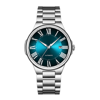 Montre automatique de luxe pour hommes, 41mm, cadran en verre, aiguille de calendrier, bracelet en acier inoxydable, fermoir papillon, 30m