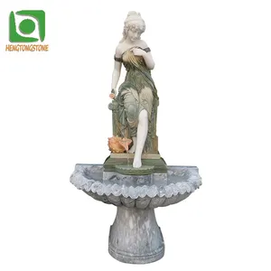 Открытый декоративный натуральный розовый мрамор в натуральную величину леди статуя фонтан воды