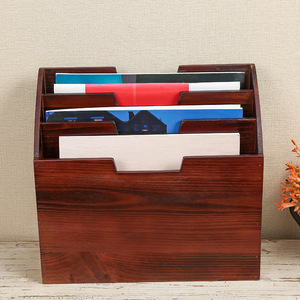 Wooden Magazine <b>Storage</b> Rack Solid Color Desktop Organizer With Partitions For Office Home Use - Product Image 1