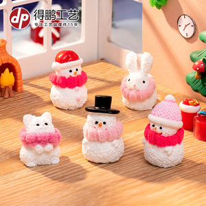 Figuras de Muñeco de Nieve Navideño de Resina, Mini Decoración de Escritorio, Uso en Interiores - Product Image 1