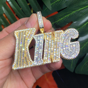 Moda Hip Hop gioielli alla moda Rock Punk argento oro due pietre placcato rettangolo 5A Cubic Zirconia cendente lettera <span class=keywords><strong>re</strong></span> - Product Image 2