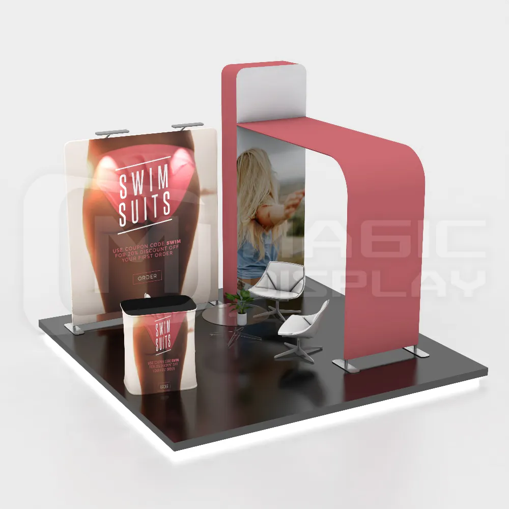 Cabina de exposición de 10x10 pies Easy Up Fabric Stand Modular Trade Show Stand For Fair