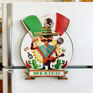 Aimant de réfrigérateur personnalisé Mexique, souvenir de Pâques, écologique, en résine, forme guitare Mariachi, drapeau mexicain, cactus, piment, tacos, décoration - Product Image 1