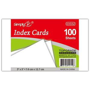 Premium 3x5 Inch 100 Sheet Unruled <strong>Index</strong> Cards Loose Leaf White Cardstock for Office &amp; School Use - Product Image 1