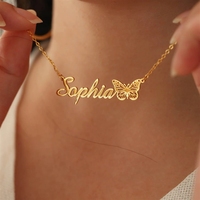 Collar con Colgante de Nombre Personalizado en Acero Inoxidable con Baño de Oro de 18K, Certificado CE, para Regalos de Fiesta para Mujeres