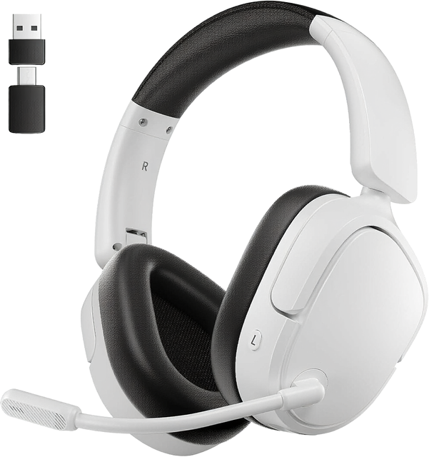 Wireless Active Noise Cancelling Over-Ear Headphones with Microphone-Waterproof Sports & Travel Ready 40mm Leather Ear Type-C