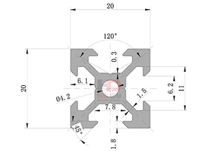Profilé en aluminium pour fenêtre 20 mm x 20 mm, profilé en aluminium à rainure en T - Product Image 2