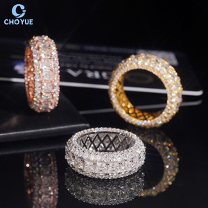 Luxury Asscher Moissanite Band <b>Iced</b> Out Solid Sterling Silver 925 Hip Hop Jewelry VVS Moissanite Diamond Eternity Wedding <b>Ring</b> - Product Image 2