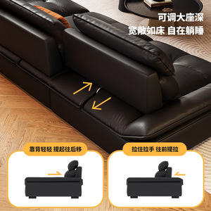 Moderno divano in vera pelle di lusso nuovo stile schienale regolabile in pelle nera Design speciale <span class=keywords><strong>per</strong></span> il <span class=keywords><strong>soggiorno</strong></span> <span class=keywords><strong>mobili</strong></span> interni - Product Image 4