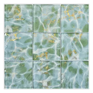 Azulejo de mosaico de vidro verde para piscina de cristal quadrado