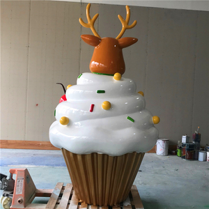 Decorazione di natale all'aperto gigante decorativo in fibra di vetro statua Cupcake con <span class=keywords><strong>alce</strong></span> - Product Image 4