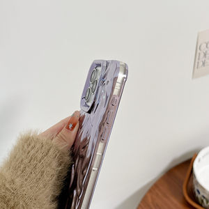 Custodia per Telefono 3D Plissettata con Effetto Rugoso per <span class=keywords><strong>iPhone</strong></span> <span class=keywords><strong>11</strong></span> 12 13 14 15 Pro, <span class=keywords><strong>Cover</strong></span> di Lusso Sottile con Glitter in Tinta Unita per <span class=keywords><strong>iPhone</strong></span> 16 Pro Max - Product Image 3