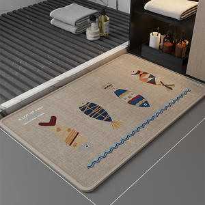 Tapis de salle de bain rectangulaire élégant en tricot, motif dessin animé couleur avoine, absorbant, antidérapant, séchage rapide, pour salle de bain, toilettes, entrée - Product Image 1