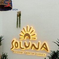 Enseigne LED personnalisée moderne sur mesure en métal pour entreprise, café, logo d'entreprise, décoration murale