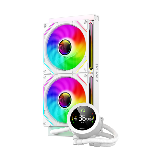 GAMEMAX IceBurg240 Digital WH Factory Customizable PWM-Controlled Copper Heatsink Liquid Cooler Intel 120mm Water Computer Case