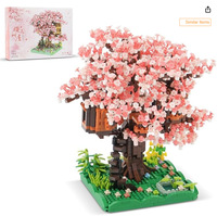 Cadeau : 2008 pièces de blocs de construction Mini Maison dans l'Arbre Sakura, modèle DIY de plante à fleurs de cerisier et de paysage urbain, jouet décoratif