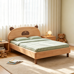 Minimalist Birch Wood Queen Bed <b>Frame</b> with Storage Drawers and Plywood Panel Design - Product Image 2