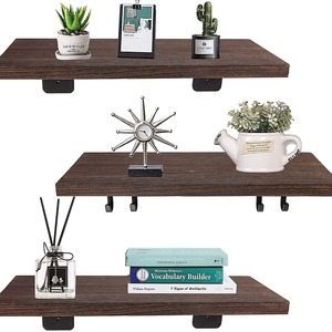 Solid Wood <b>Wall</b> Mounted <b>Shelf</b> Single Layer 44.95x16x2.03cm Kitchen <b>Floating</b> Storage Natural Color Rustic Modern Style - Product Image 3