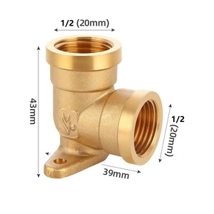 Raccord de tuyauterie en laiton, coude à oreilles tombantes à 90 degrés / coude mural G1/2 femelle x G1/2 femelle pour système de douche et raccordement de chauffe-eau - Product Image 4