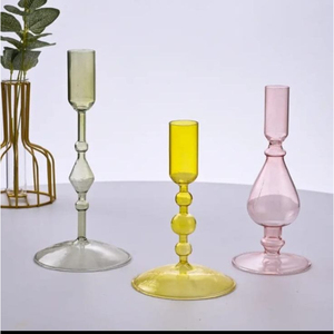 Juego de Portavelas Cónicos de Vidrio de Borosilicato Acanalado Estilo Nórdico, Hechos a Mano, Decoración Navideña para el Hogar, Alta Calidad, Resistentes al Calor - Product Image 1