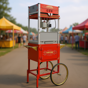 Chariot à popcorn de style antique avec roues de 16 pouces, rangement intégré, facile à utiliser, électrique 1600W, prise US - Product Image 2