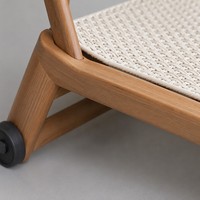 Lit de repos d'extérieur sur roulettes, avec cadre en imitation bois et assise en toile, pour piscine, jardin, terrasse, vente en gros