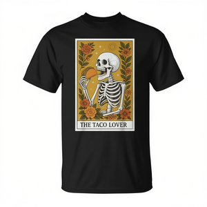 T-shirt The Taco Lover Tarot Card, noir, unisexe, taille adulte S M L XL XXL - Product Image 2