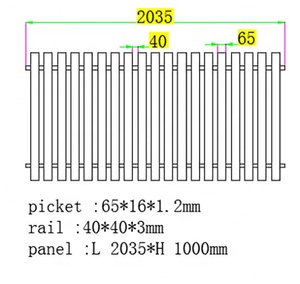 Nhà Máy Kim loại Hàn trắng đen bột tráng đá đen dọc vườn nhôm <span class=keywords><strong>picket</strong></span> hàng rào - Product Image 2