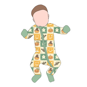 Piyama Bayi Bambu Motif Pink Halloween Merek Terkenal Custom Romper Bayi Bambu Lembut dengan Ritsleting untuk Anak Laki-laki dan Perempuan Grosir - Product Image 4