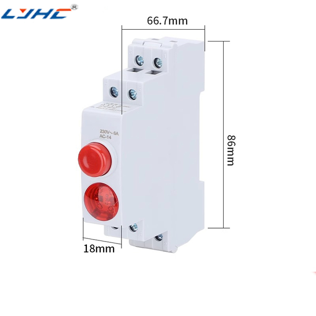 Din Rail Self Reset Button LED Indicator Light 220V Red/Green/Yellow/Blue Modular Push Button Electronic IP53 Smart 2NO 16A