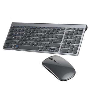 Clavier et souris sans fil ergonomiques fins Bluetooth 5.0 et 2.4G, combo rechargeable, clavier pleine taille pour ordinateur portable, tablette, PC - Product Image 1