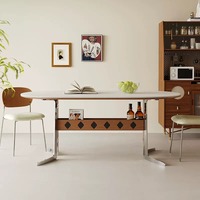 Table à manger ovale en pierre avec pieds en métal, style moderne antique, 6 places, pour appartement, hôtel, villa, bureau