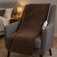 Couverture chauffante électrique matelassée diamantée de luxe marron, personnalisée OEM, 135x120cm, avec contrôle numérique et protection contre la surchauffe, pour un lit confortable