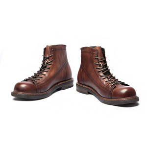 2026 <b>Leather</b> Patchwork <b>Boots</b> with Laces - Ankle <b>Boots</b> for <b>Men</b> - Goodyear Stitching Technology for Anti-Slip Function - Product Image 3