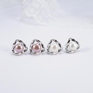 Groothandel Vrouwen Zoetwater Parel Ketting Mode Sieraden Kettingen Hanger Oorknopjes 925 Sterling Zilveren Parel Sieraden Set - Product Image 2