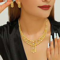 Conjunto de Collar y Aretes, Collar y Aretes de Novia Árabe de Dubái, Conjunto de Joyería Africana para Damas