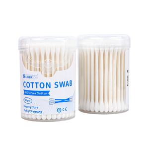 Bâtonnets de coton pour bébé, coton de haute qualité, 100 pièces/boîte, double tête ronde, bâtonnets de coton en papier, coton-tige avec boîte ronde - Product Image 1