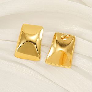 ZOGXIN Gold Geometric Stud Earrings 18K Stainless Steel Square Shape Fashion Jewelry - Product Image 2