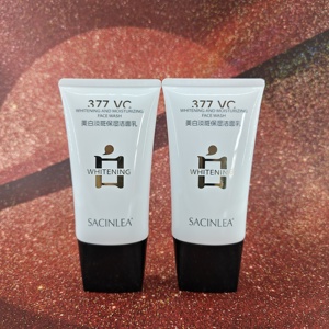 Tube en plastique blanc de luxe Sacinlea Vc pour lavage du visage, blanchissant et hydratant, avec double bouchon à vis ovale - Product Image 2
