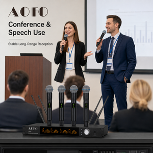 AOFO J-2800 4-Channel UHF Wireless Microphone True Diversity 640-690MHz Bluetooth USB 50Hz-18KHz AA Battery Powered for Stage - Product Image 3