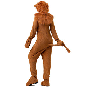 Disfraz de León para Adultos y Niños, Traje de Cosplay para Actuaciones, Piel Sintética Marrón con Capucha y Cola - Product Image 2