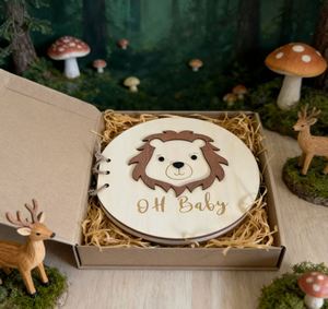 Factory Premium Wooden Baby Shower Guest Book <b>Gift</b> Round Wooden Cover Party <b>Memory</b> Book Ideal Baby Shower <b>Gift</b> for New Parents - Product Image 2