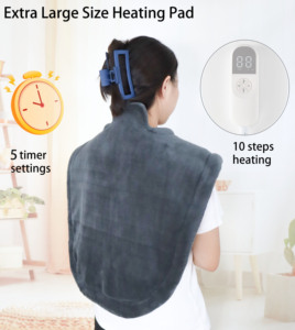 Coussin chauffant pour le cou avec réglage de la température et de la minuterie, soulage la douleur, coussin chauffant complet pour le dos, pour le bureau et la maison - Product Image 2